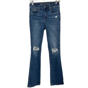 American Eagle Outfitters Women's High-Rise Distressed skinny kick Jeans